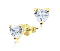 Gold Plated Heart CZ Silver Earrings STS-2617-GP